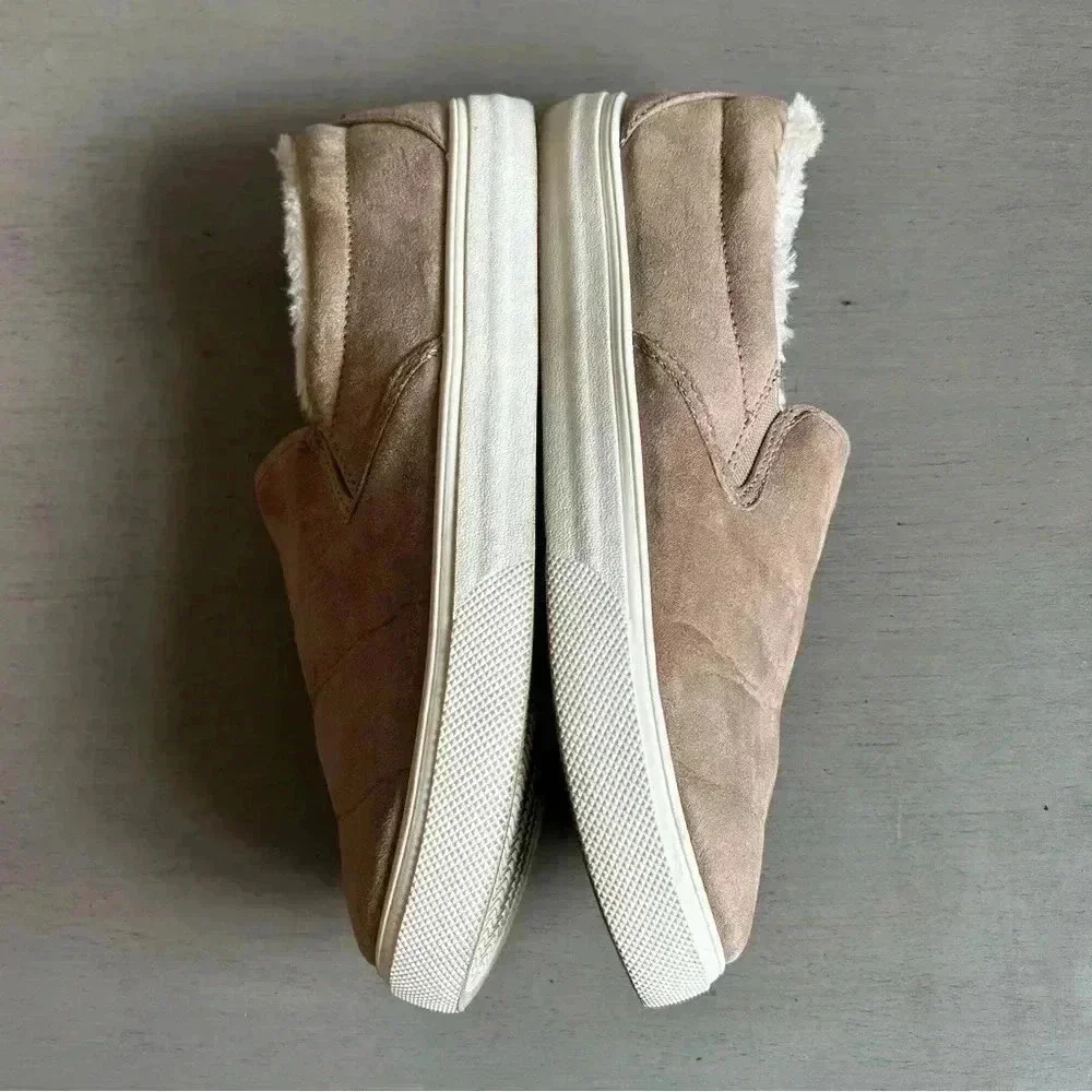 ESPRIT Slip On Sneaker Women 7.5 Paramount Neutral Tan Faux Fur Round Toe Shoe